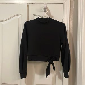 Black long-sleeve cropped sweatshirt top, Who What Wear, size small